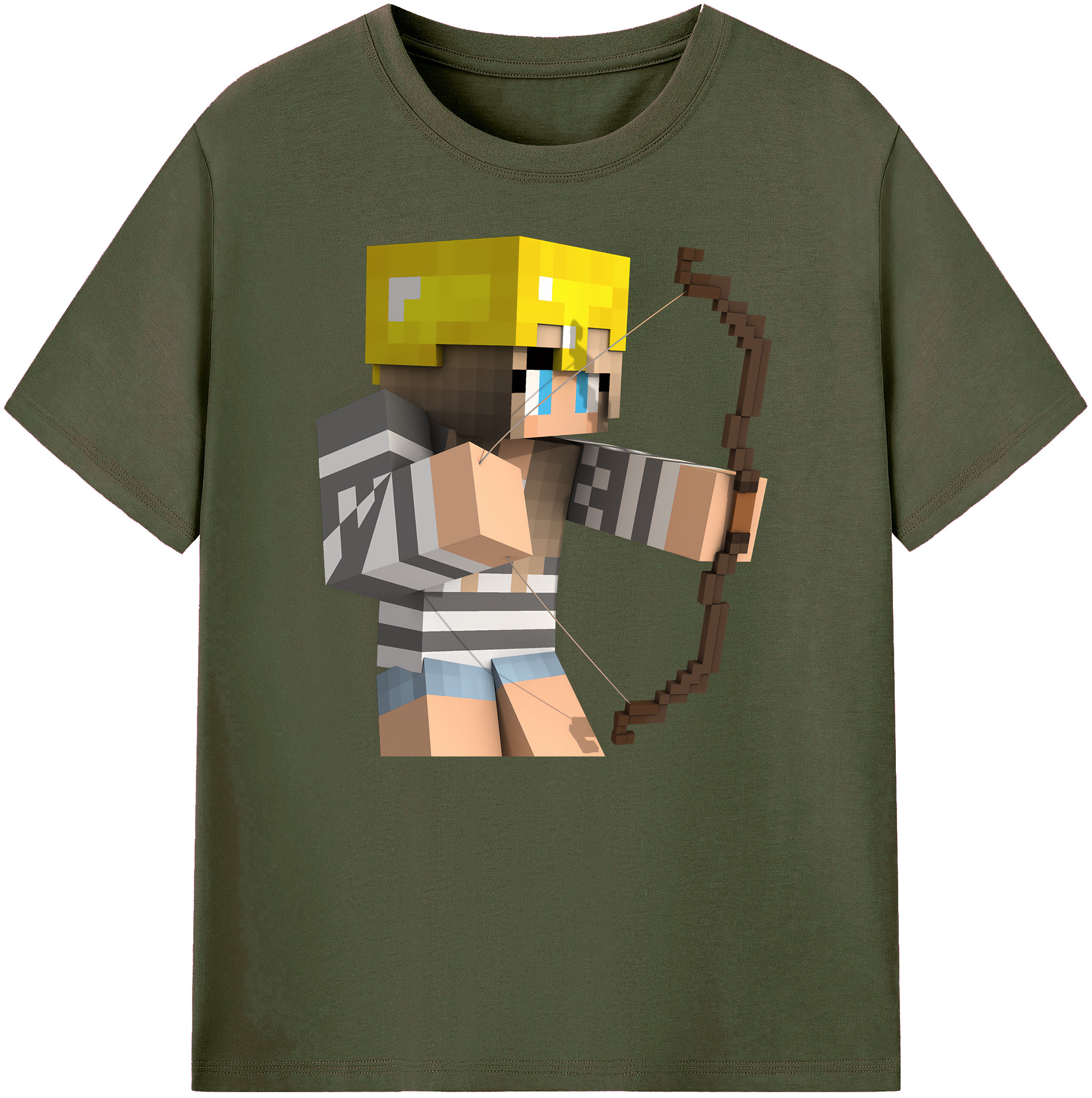 （画像用） マインクラフト ブロックの世界 Minecraft MC Block world 綿100％ メンズ半袖Tシャツ｜肌触りやわらか＆通気性